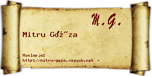 Mitru Géza névjegykártya